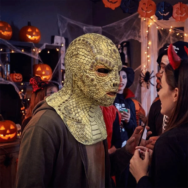 Creative Realistic Snake Monster Mask Scary Soft Snake Skin Headgear Latex Reptile Texture Ghost Monster Mask - product image 1