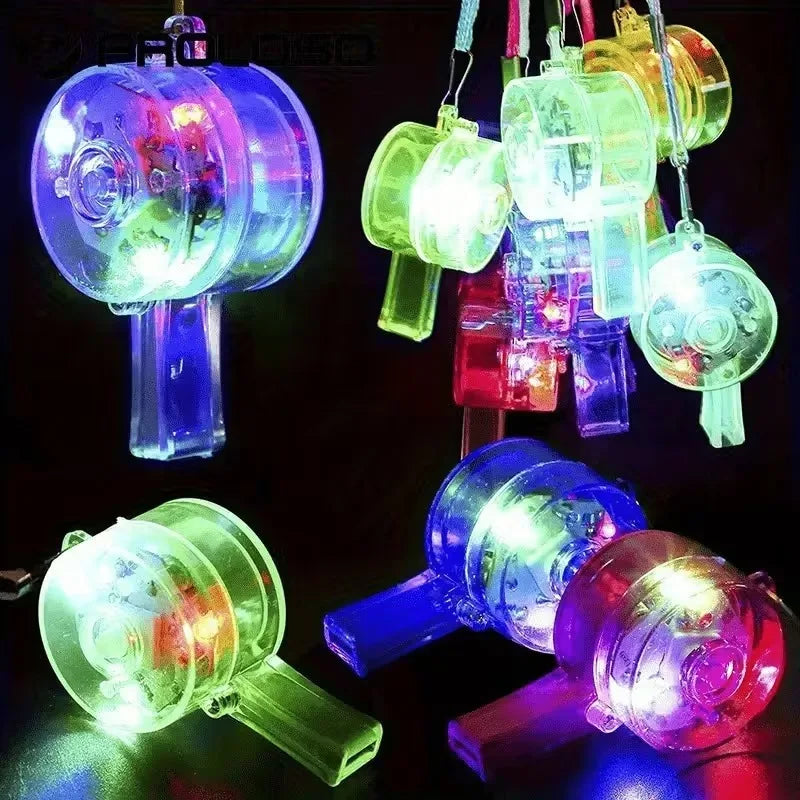 10-80PCS LED Glow Whistle with Lanyard Glow in The Dark Party Favors Fun Glowing Toy Whistles for Kids Adults Party Decoration