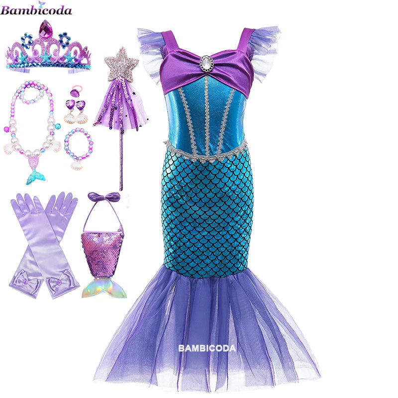 Ariel-Inspired Mermaid Princess Costume for Girls | Dress-Up Gown