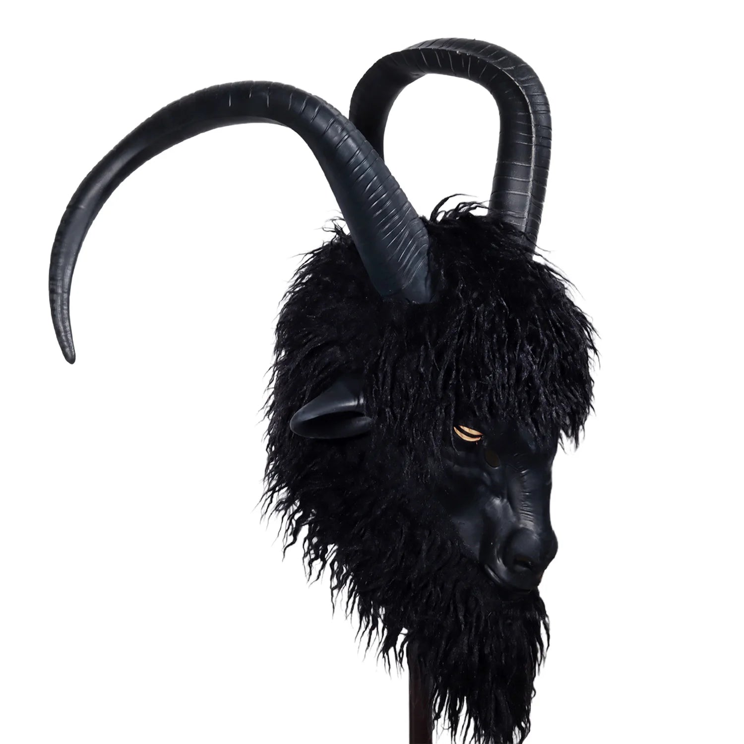 Evil Black Phillip Goat Mask Cosplay Animal Goat With Large Horns Latex HelmetHalloween