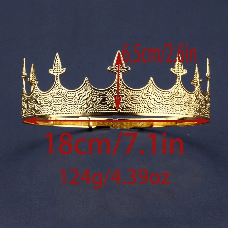 Royal Men's Round Crown Prince Crown Wedding Birthday Ball Party Halloween - product image 4