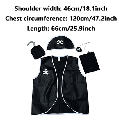Captain Pirate Skull Costume Kid Women's Man Boy Girls Buccaneer Costume Outfit Hat Pants - View 6
