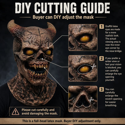 Scary Halloween Demon Mask with Horns Latex Evil Skull Face Costume Prop Creepy - product image 4