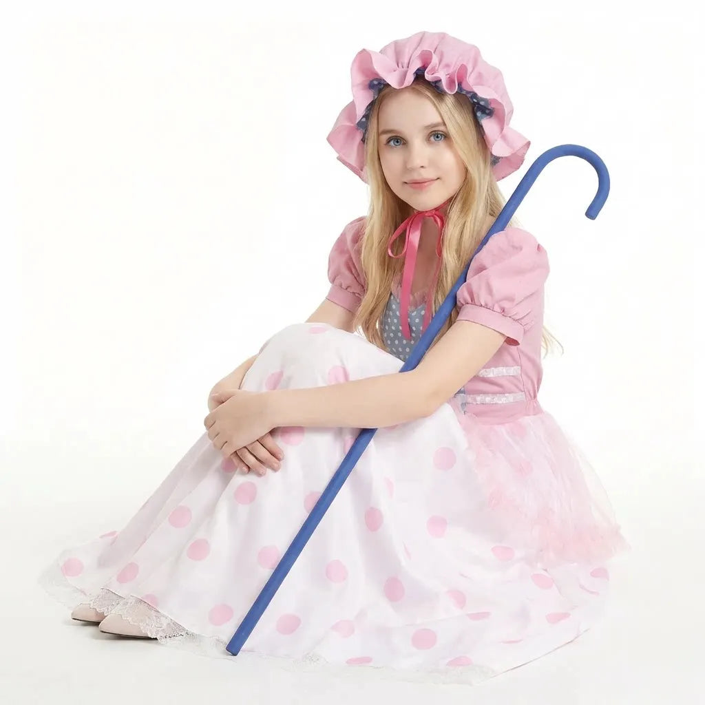 Novedan Bo Peep-Inspired Shepherdess Costume – Adult & Kids' Pink Dress