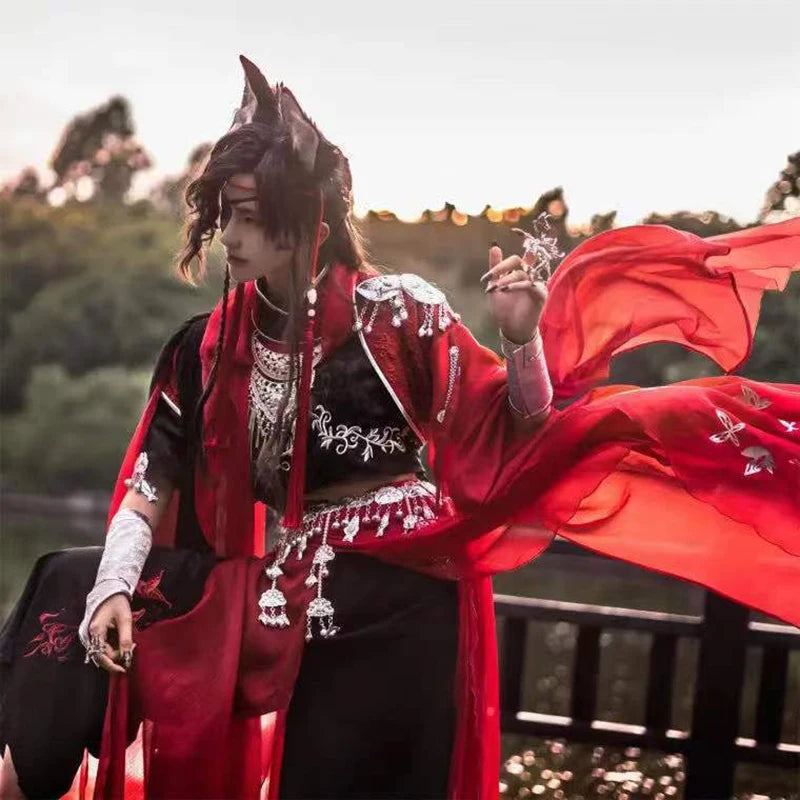 CLLMKL`Cosplay Tian Guan Ci Fu Hua Cheng Costume Unfirom Costume Red Chinese Antique Costume - full set 1 / L