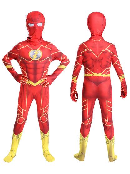 Superhero Barry Allen Cosplay Jumpsuit and Mask Costume Halloween Carnival Party Bodysuit Outfits Stage Performance Adults Kids