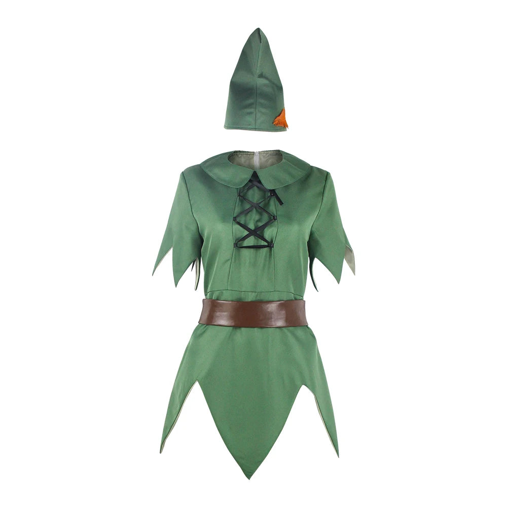 Peter Pan Cosplay Green Fairy Elf Costume Halloween Stage Performance - view 4