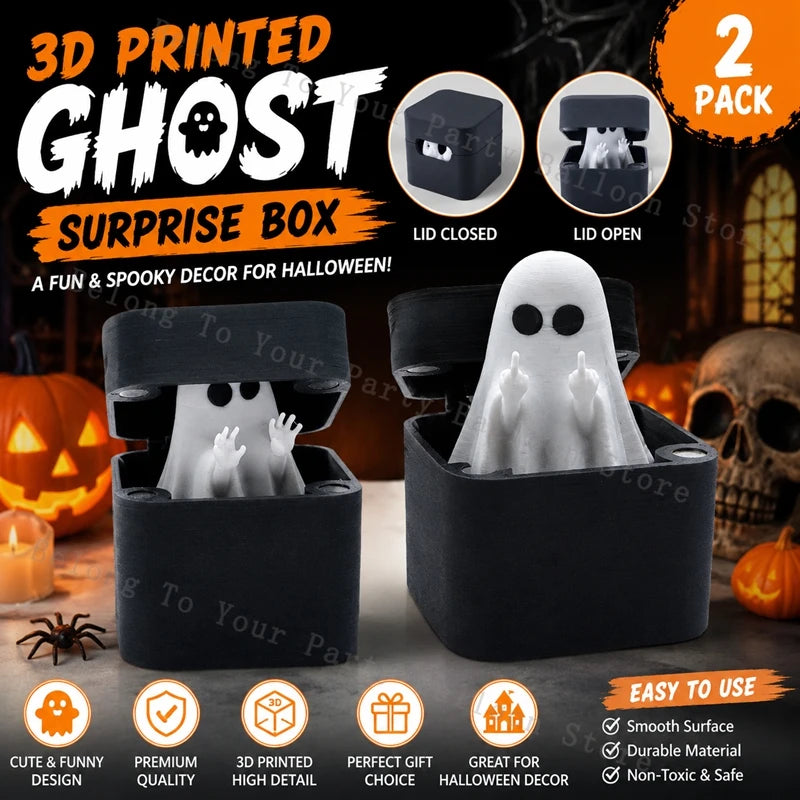 3D Printed Middle Finger Ghost Surprise Box Funny Prank Props Halloween Decor Spooky Pop Up Ghost Gift