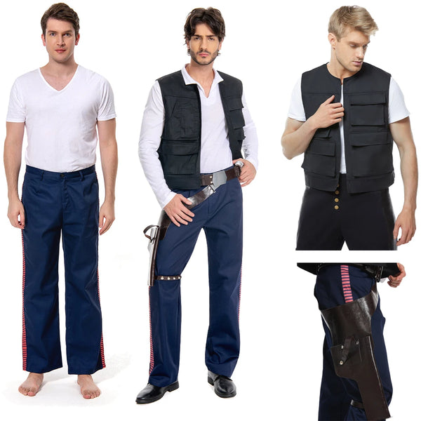 Adult Men Han Solo Cosplay Costume Disguise Uniform Shirt Vest Pants Belt Outfits Halloween Fantasia Clothes ﻿ - product image 1