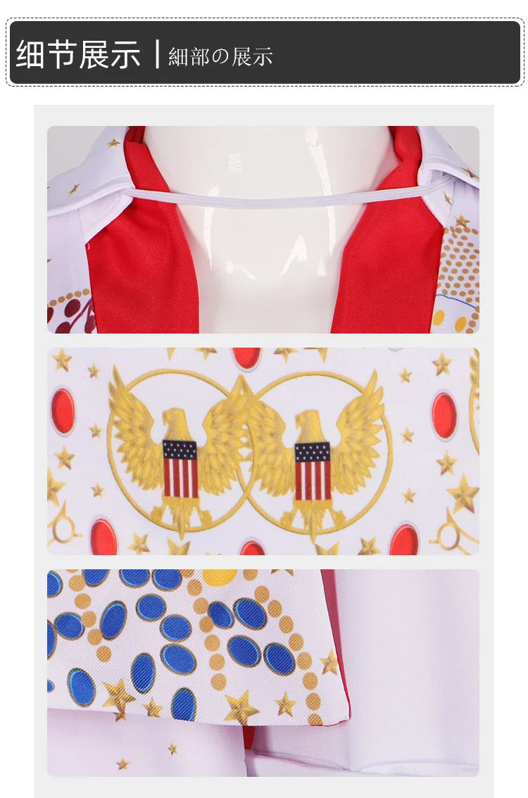 Elvises Costume Anime Presleleying Rocker Performance Uniform Halloween Outfits Set for - View 6
