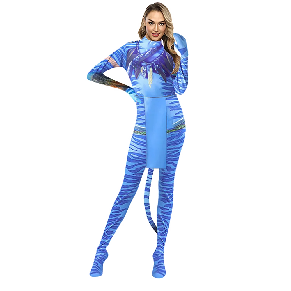 Avatar Costume Women and Men Couple Family Girl Bobysuit Jumpsuit Alien ClothingThe Way of - men C / XL 190(180-190cm)