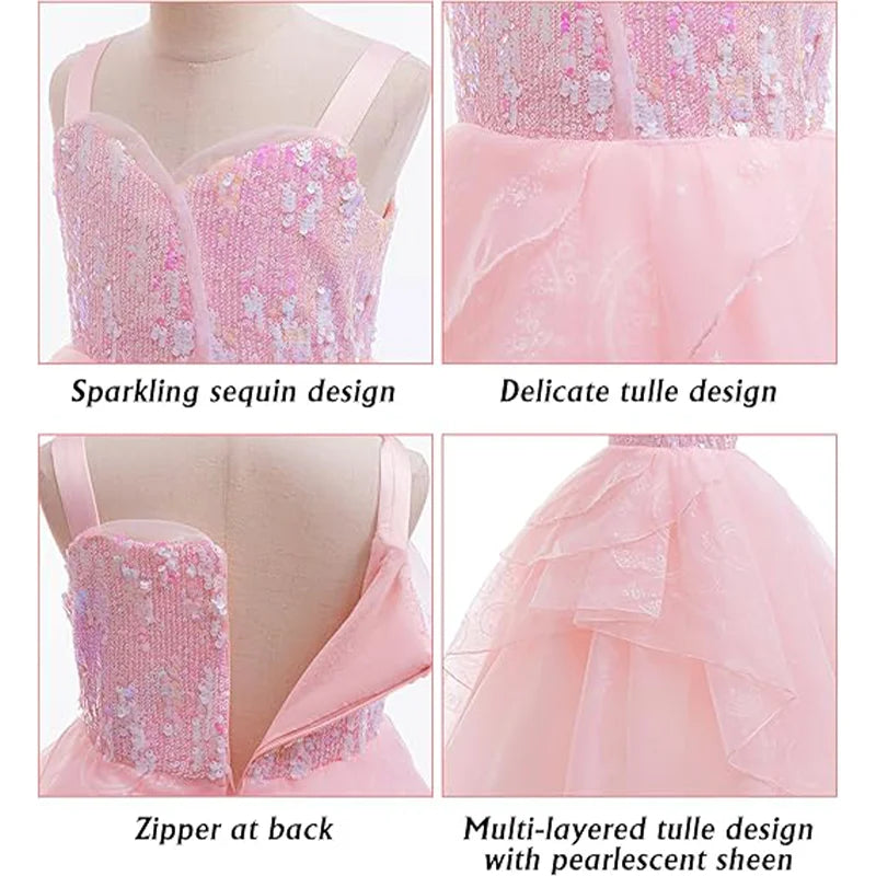 Women's Good Witch Cosplay Costume Adults Pink Tulle Princess Dress+Wand+Crown Glinda Disguise Woman - product image 3