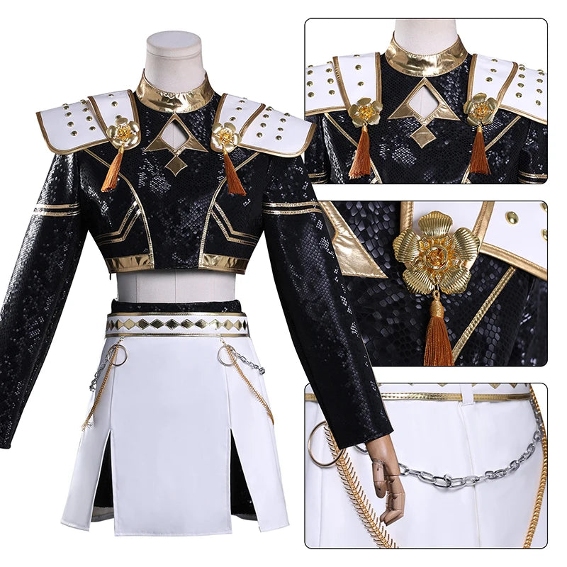 Black Golden Rumi Zoey Mira Costume Wig Women Suit Halloween Party Role Playing Outfit - product image 4