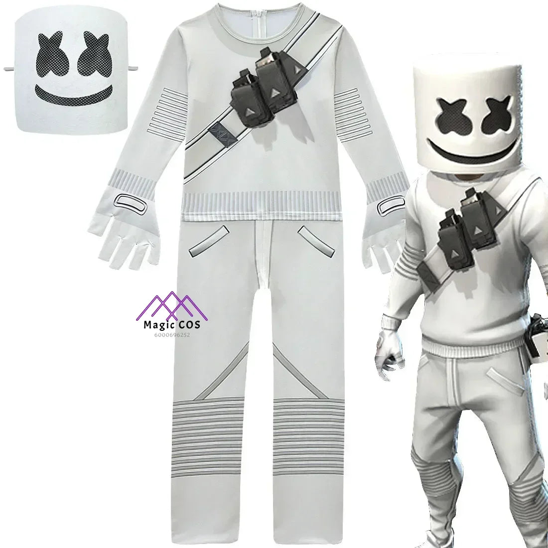 Marshmallow Battle Royale DJ-Inspired Costume Electric Sound DJ Jumpsuit & Carnival