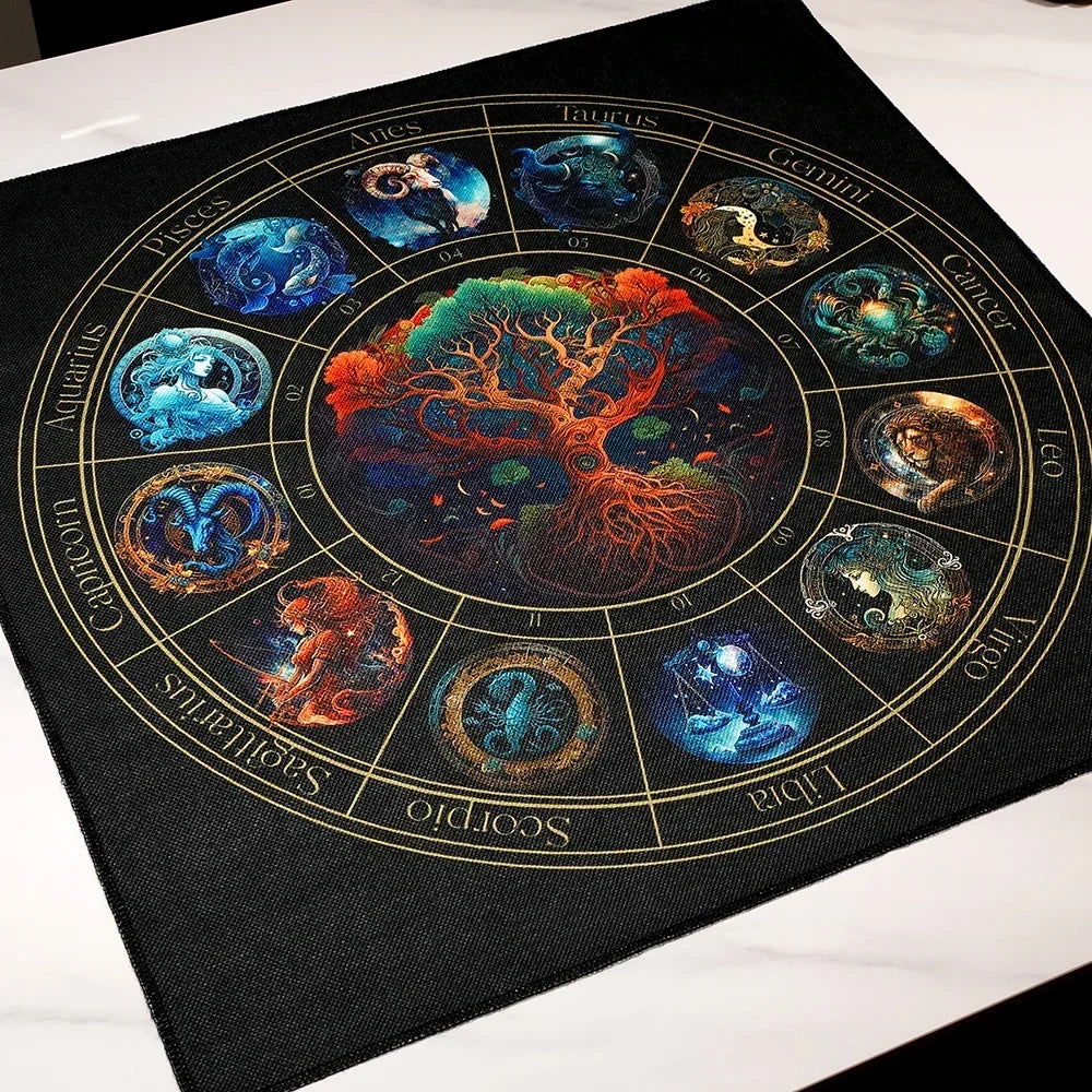 Zodiac Tree of Life Tarot Altar Cloth