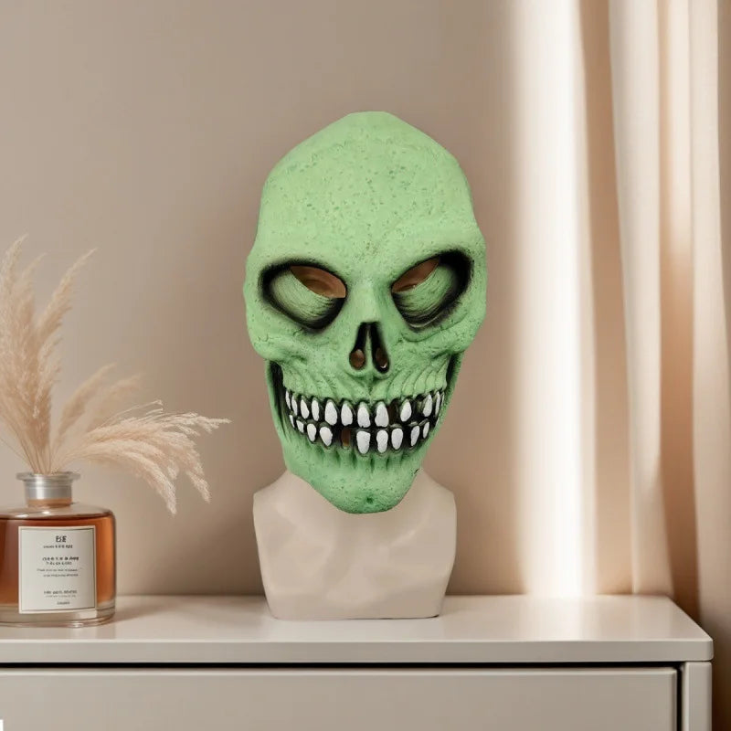 Horror Face Skeleton Mask Adult Demon Evil Zombie Glow The Dark Ghost Costume Scary Halloween Prop Green - product image 5