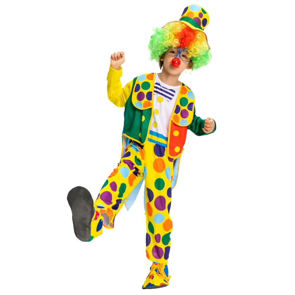 Halloween Kids Performance Clown Suit Kids Costume Clown Outfit No Wig Shoes - ZA-019 / S(100-110cm)