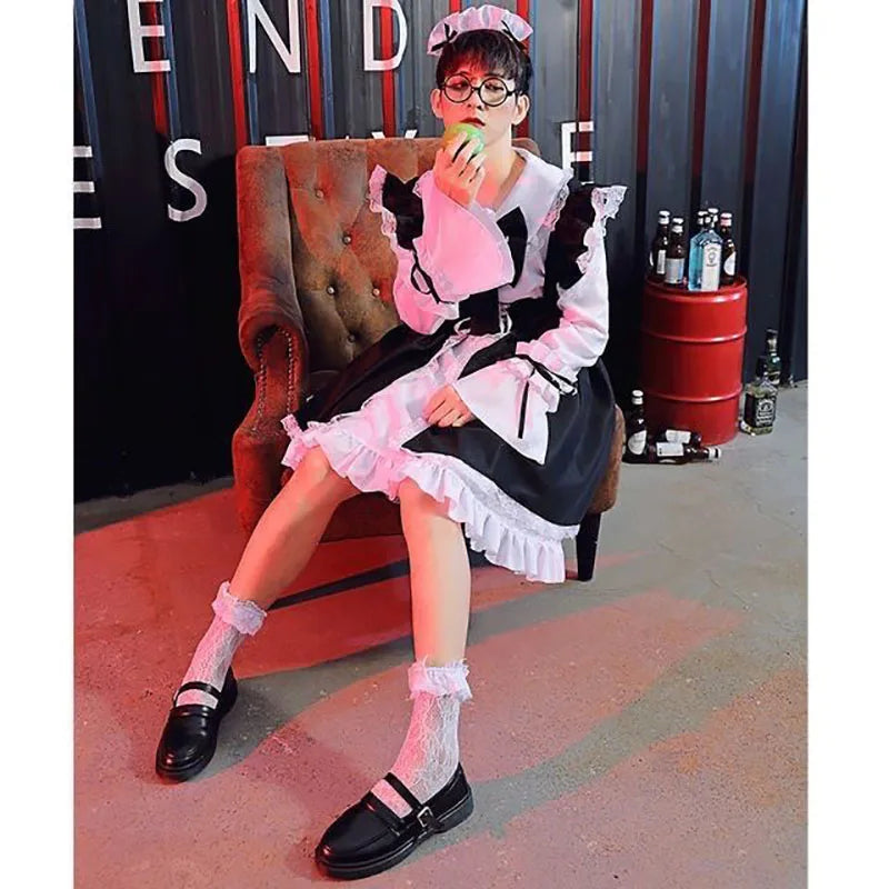 Women Maid Outfit Lolita Costume Cute Sexy Erotic Kawaii Cafe Costume Black White Men - Women Size / S