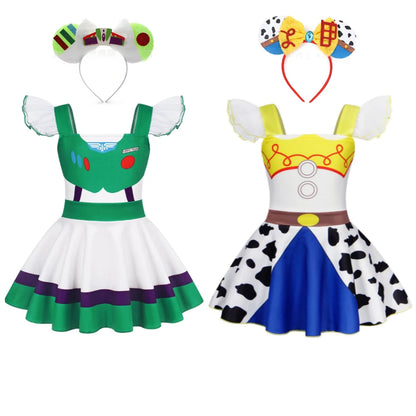 Halloween Masquerade Jessie Costume & hairband Summer toy Movies Cosplay Dress Carnival Party Fancy Stage Performance Outfits