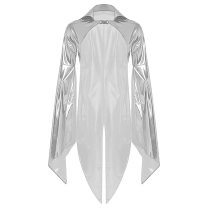Men's Holographic Glossy Shoulder Armor Tops Fly Sleeve Jacket Tailcoat Costume - alternate view 15