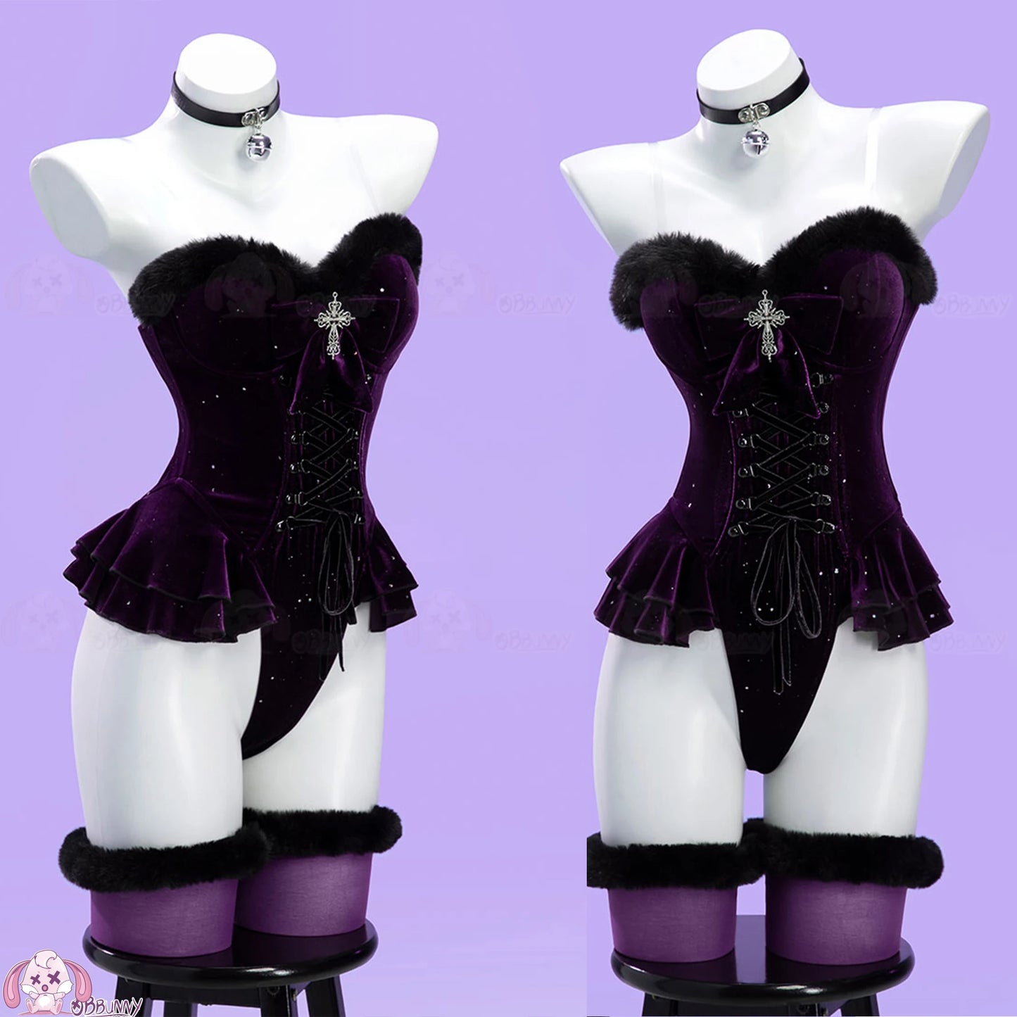 Original Witch Banquet Cosplay Costume Halloween Black Purple Plush Cape Summer Outfit Anime Prop Halloween - product image 2