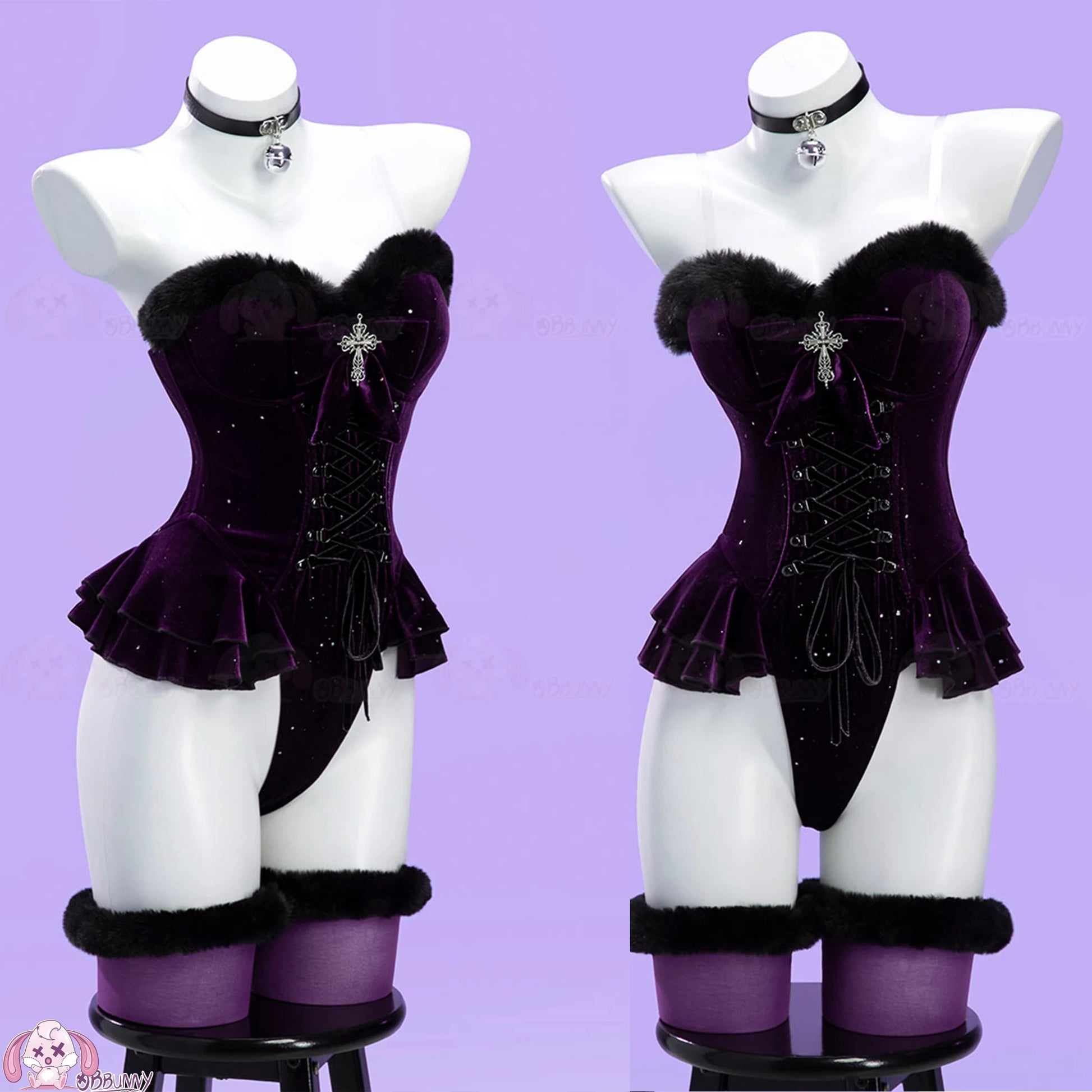 Original Witch Banquet Cosplay Costume Halloween Black Purple Plush Cape Summer Outfit Anime Prop Halloween - product image 2