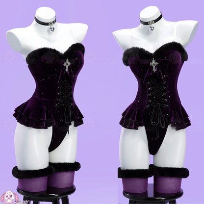 Original Witch Banquet Cosplay Costume Halloween Black Purple Plush Cape Summer Outfit Anime Prop Halloween - product image 2
