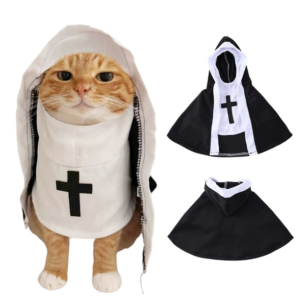 Pet Cute Nun Cat Funny Cats Clothes Dress Outfits Breathable Puppy Kitten Costume