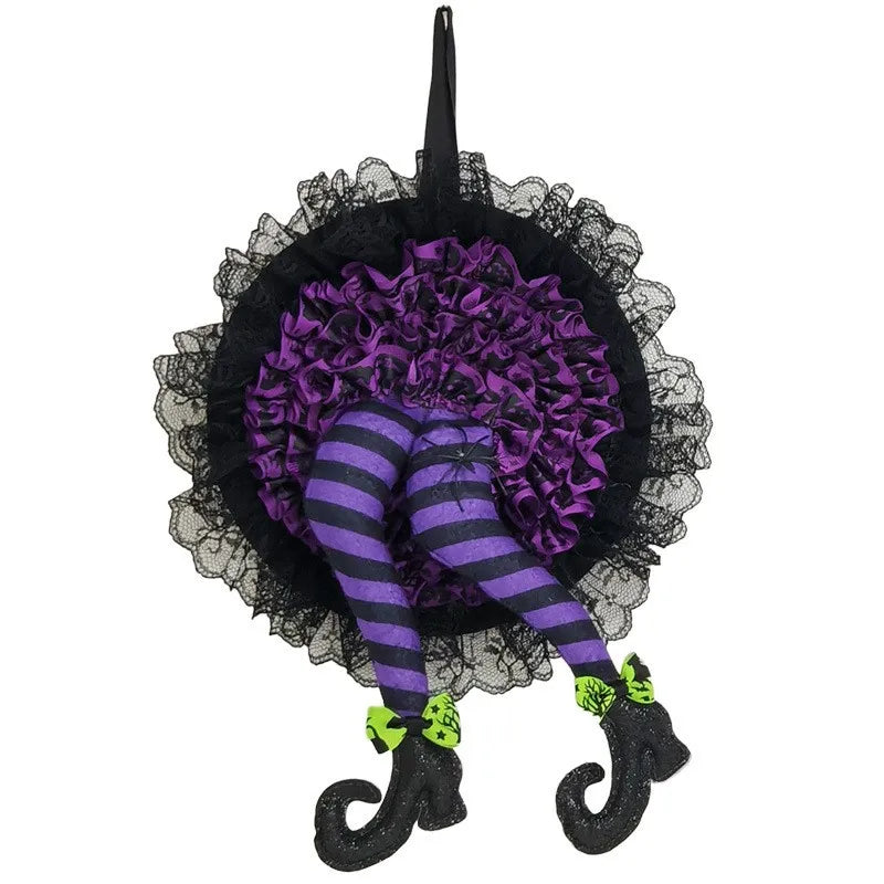 Witch Hat & Legs Halloween Door Wreath