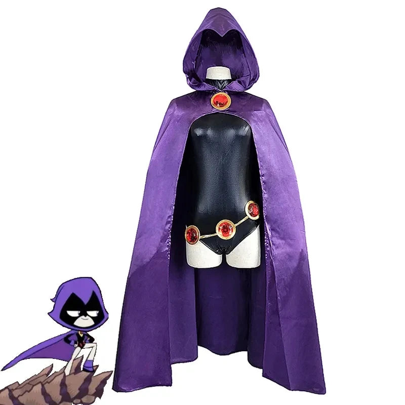 Women's Raven-Inspired Purple Cloak Halloween Costume