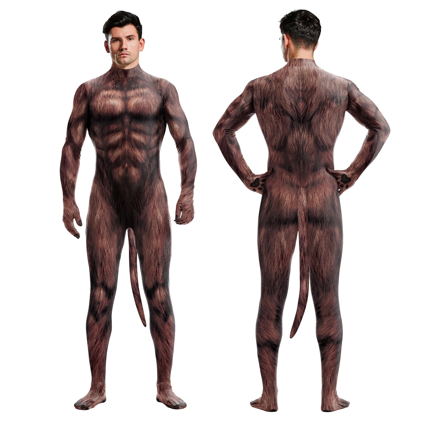 Adult Animal Elastic Fitness full bodysuit tail Whole Zentai Costume - alternate view 5