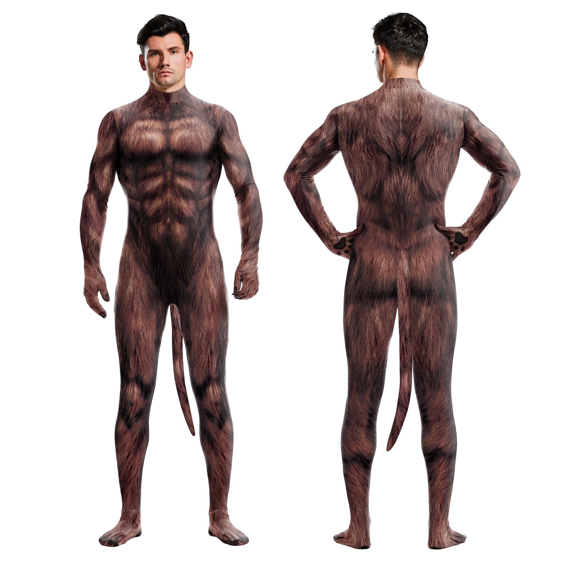 Adult Animal Elastic Fitness full bodysuit tail Whole Zentai Costume - alternate view 5