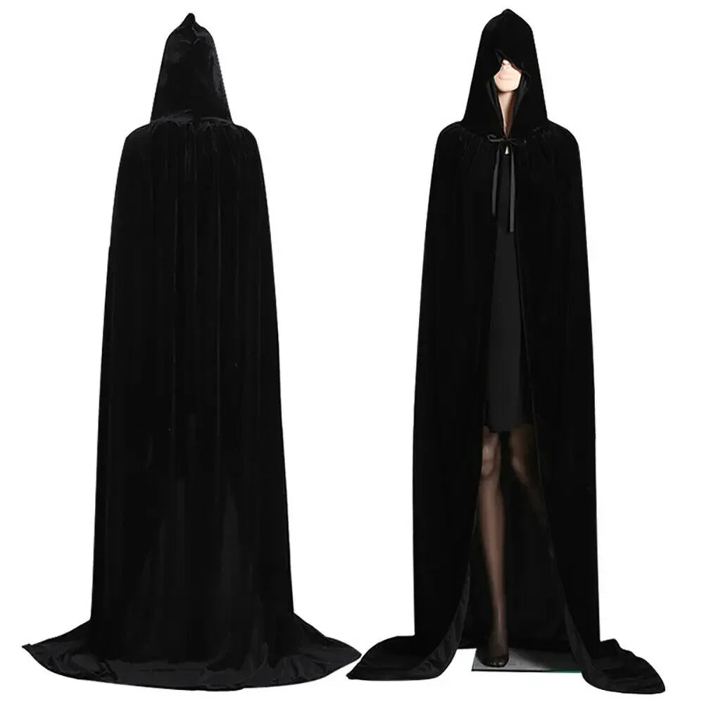 Adult Witch Gothic Hooded Cloak Vampires Grim Reaper Capes Costume - alternate view 2