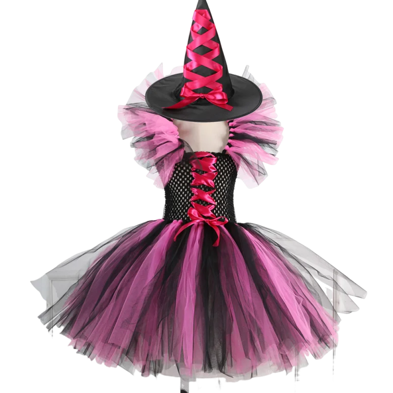 Girls Halloween Cosplay Witch Dress With Hat Costume Carnival Vestidos Kids Party Cosplay Dress Children - product image 10