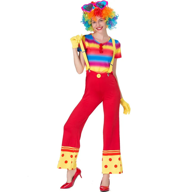 Sexy Clown Costume for Women Clown Costume Fancy Dress Up Halloween Outfits with Wig - MULTI / XL