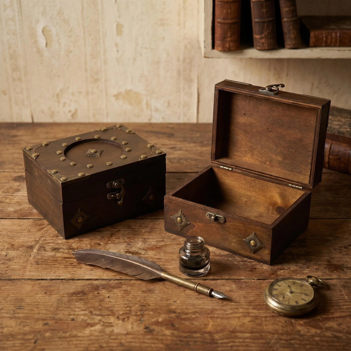 Vintage Solid Wood Tarot Card Storage Box
