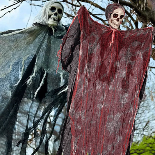 Hanging Halloween Skeleton Ghosts Decorations Scary skull Blood Gauze Haunted House Prop for Outdoor Indoor - product image 1