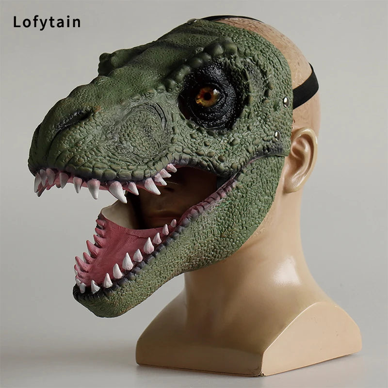 Child Horror Dinosaur Headgear Maks Cosplay Kids Scary Dragon Moveable Open Mouth Latex Mask Halloween Party - product image 