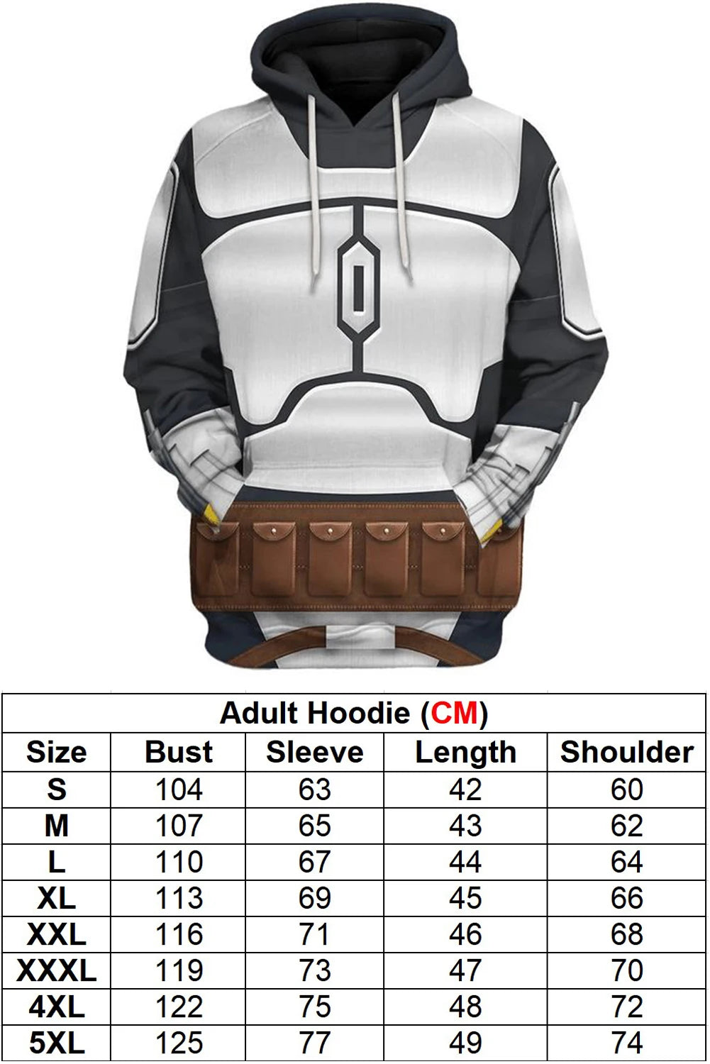 Din Djarin Costume Adult Kids Battle Armor Printed Hoodie Pant Movie Space Bounty Hunter - Kids Suit A / XXXL