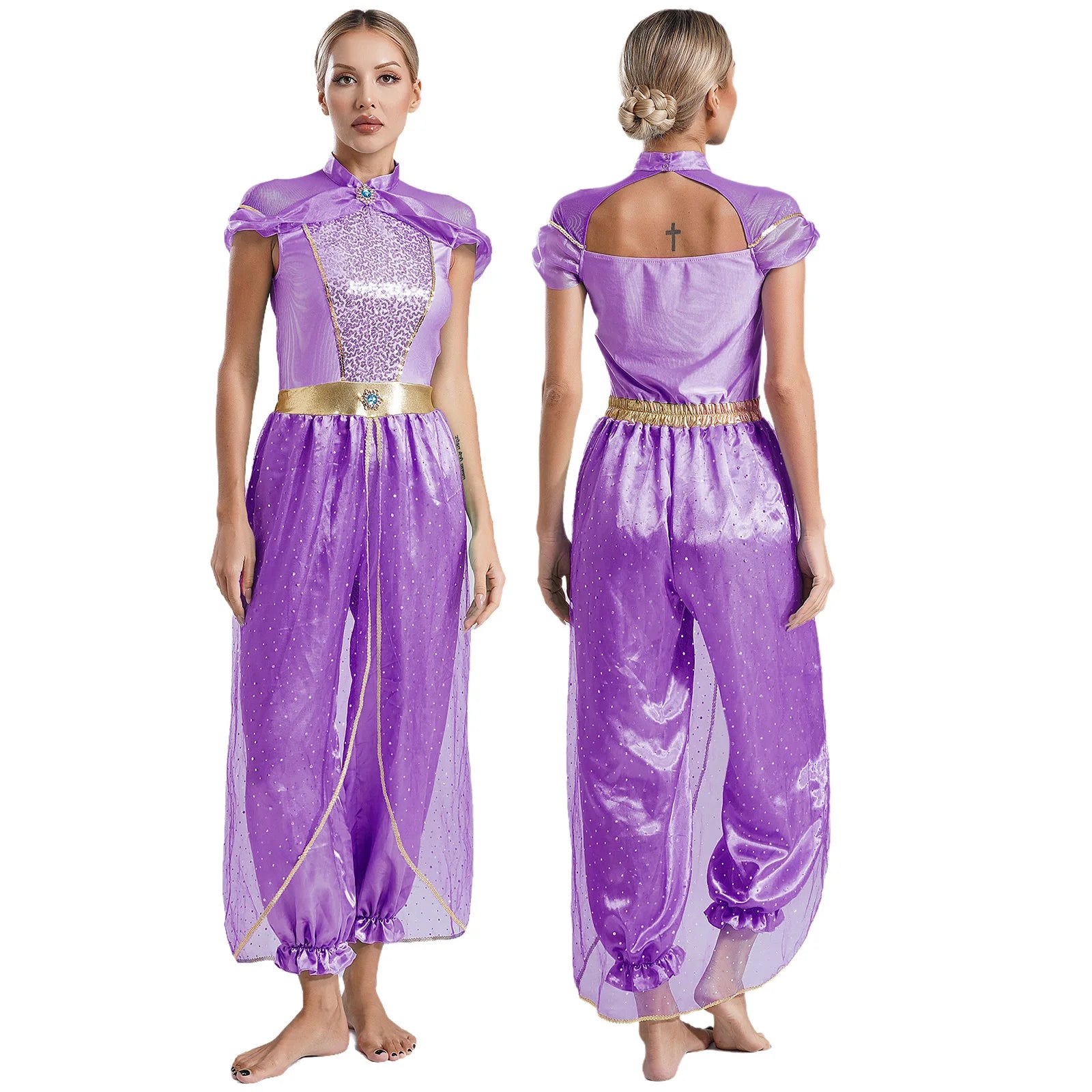 Women's Arabian Prince Belly Dance Princess Jumpsuit Indian Gems Costume - alternate view 13