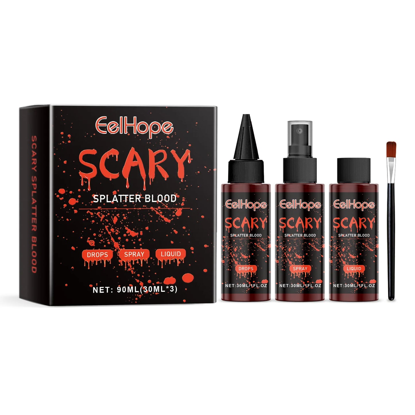 Halloween Fake Blood Makeup Kit Blood Drop Vampire Zombie Cosplay Washable Mock Blood Fake Blood Spray For - product image 6