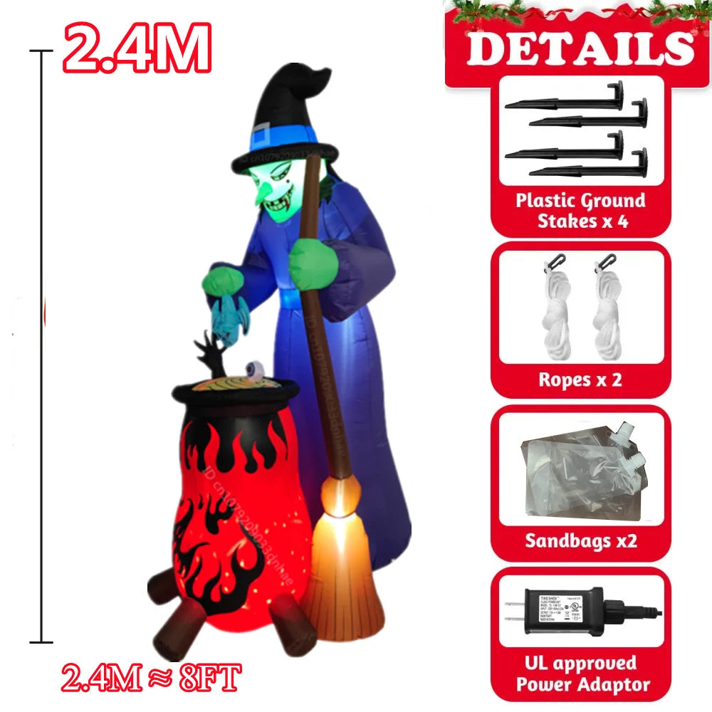 2.4M/8FT Halloween Witch Inflatable Decoration with LED Lights for Halloween - product image 7