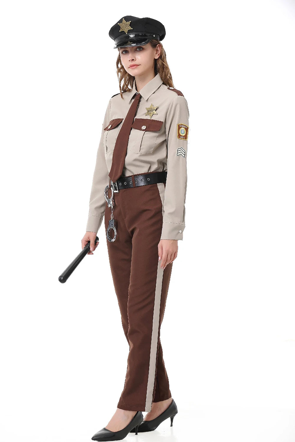 Halloween Sheriff Cop Cosplay Costume Couples Complete Shirt Pants - view 3