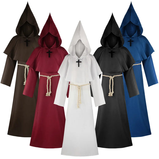 Halloween Grim Reaper cosplay costume Five Ghosts Costume Medieval Friar's Robe Monk Clothes Witch Priest Cos - product image 1