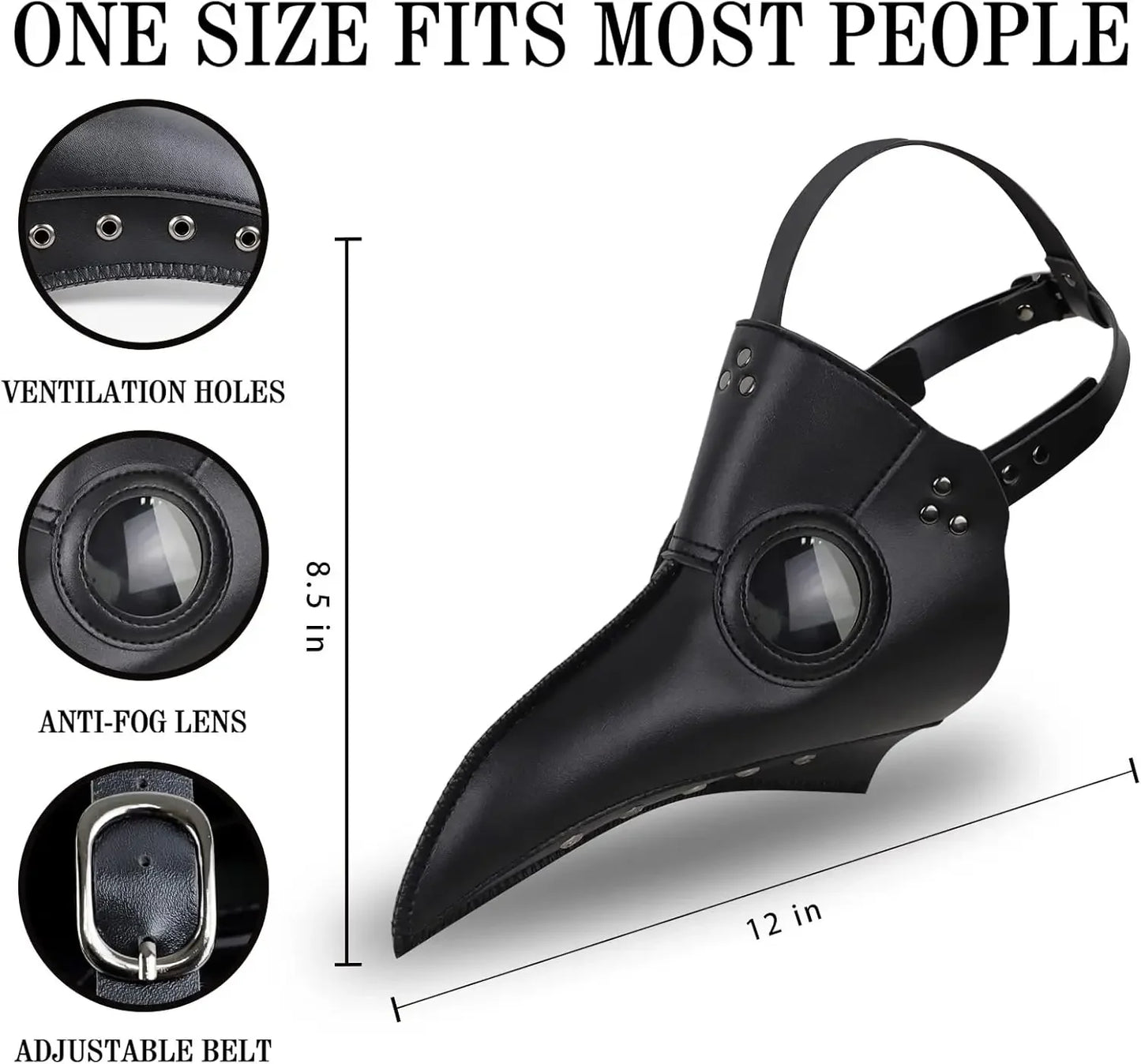Halloween Plague Doctor Mask And Cloak Costume Props Long Nose Beak Leather Masks For Adult Reaper Cloak - product image 6