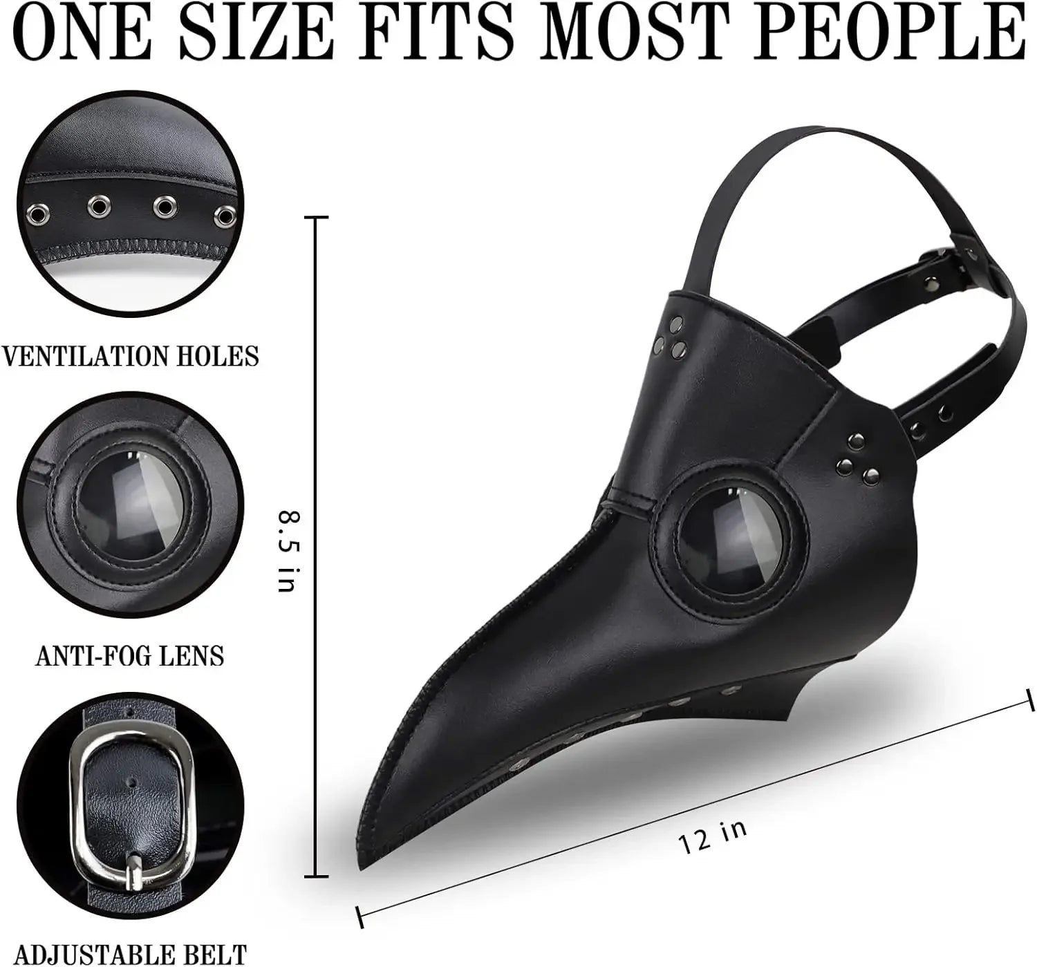 Halloween Plague Doctor Mask And Cloak Costume Props Long Nose Beak Leather Masks For Adult Reaper Cloak - product image 6