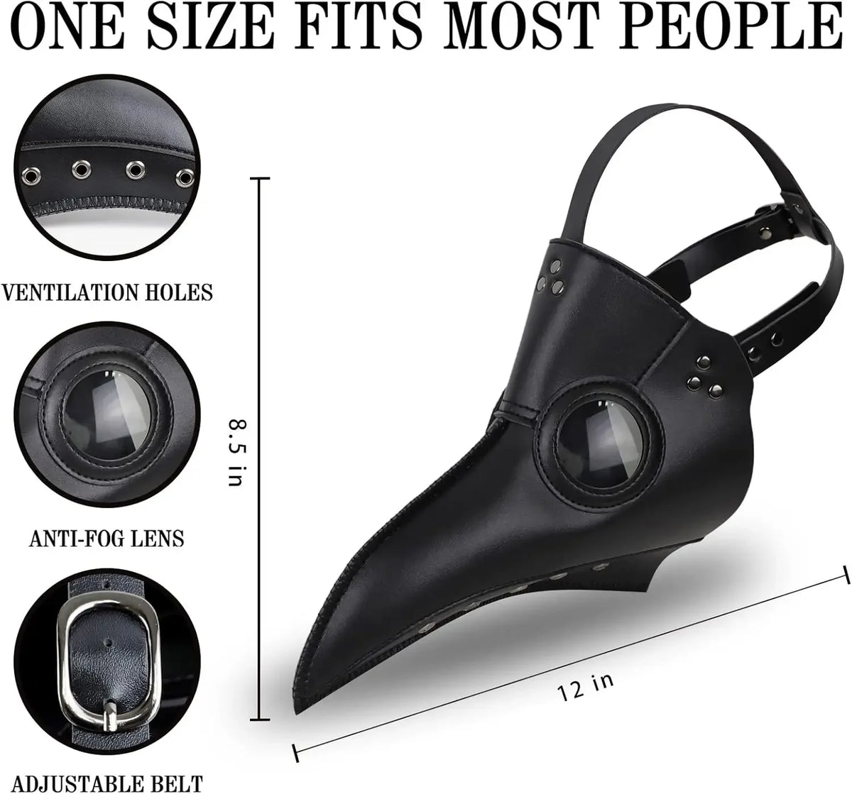 Plague Doctor Beak Mask & Cloak Halloween Mask Set - Size One Size - product image 6