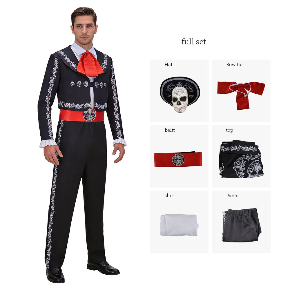 Day Of The Dead Mexican Traditional Retro Skull-Print Role-Play Set - view 6