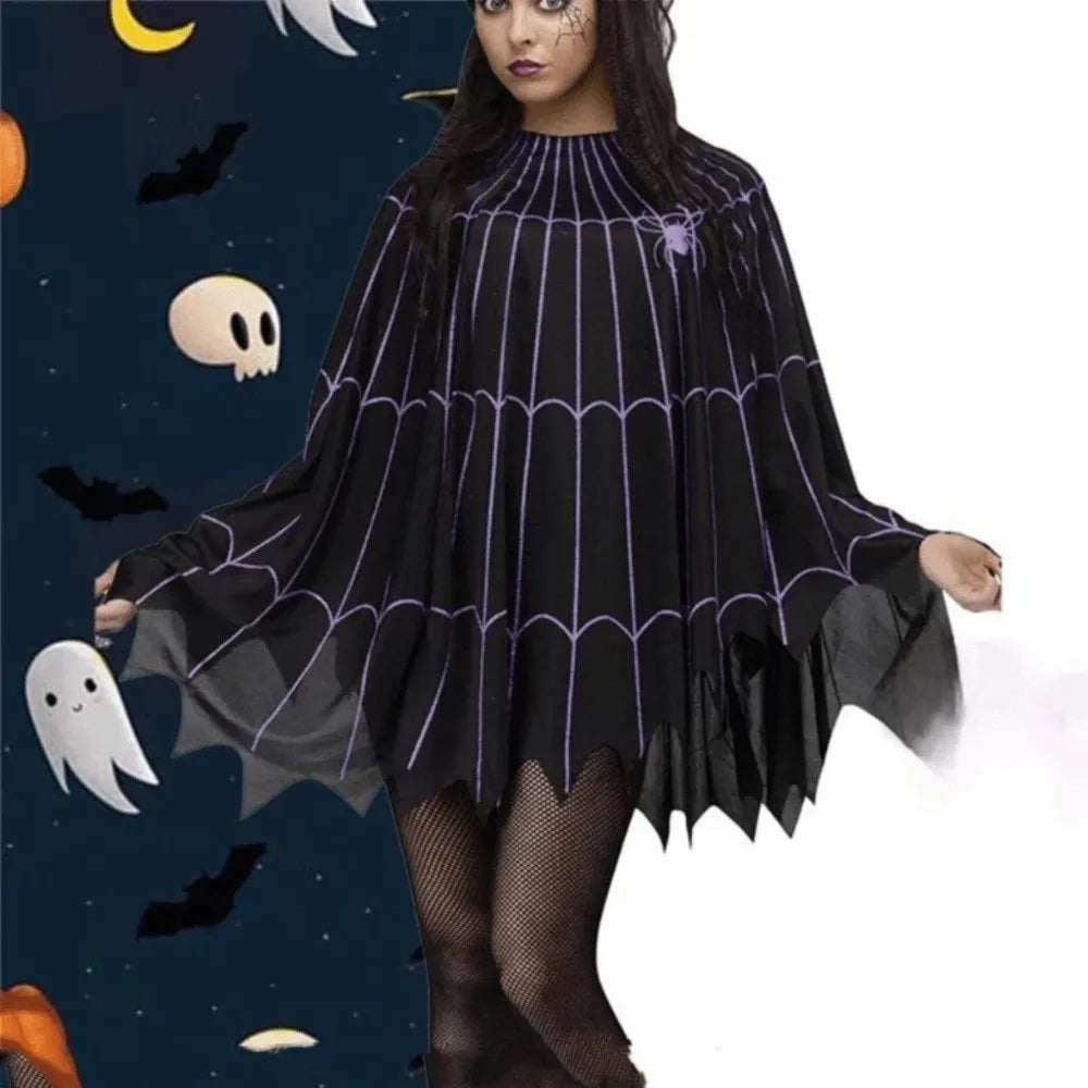 Halloween Spiderweb Ghost Cloak – Hooded Costume Cape