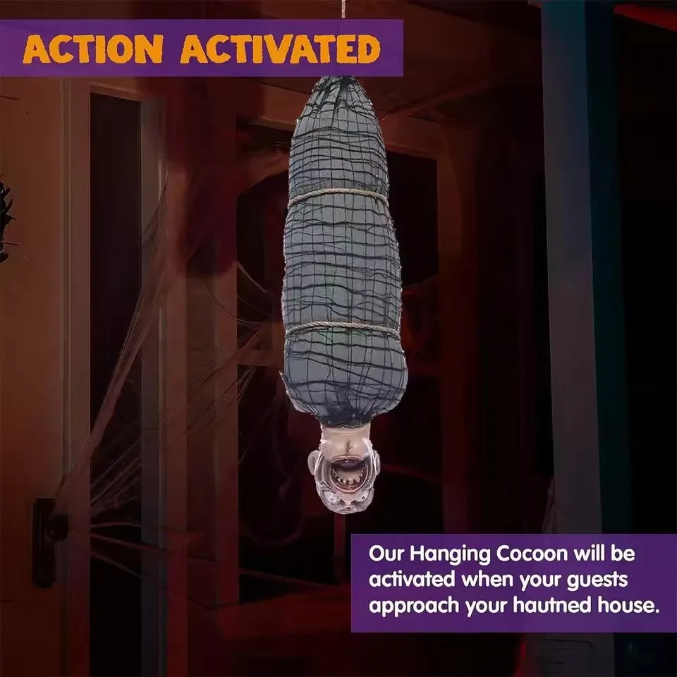 2.46 Ft Halloween Hanging Animated Corpse With LED Light Up Eyes Talking & - product image 2